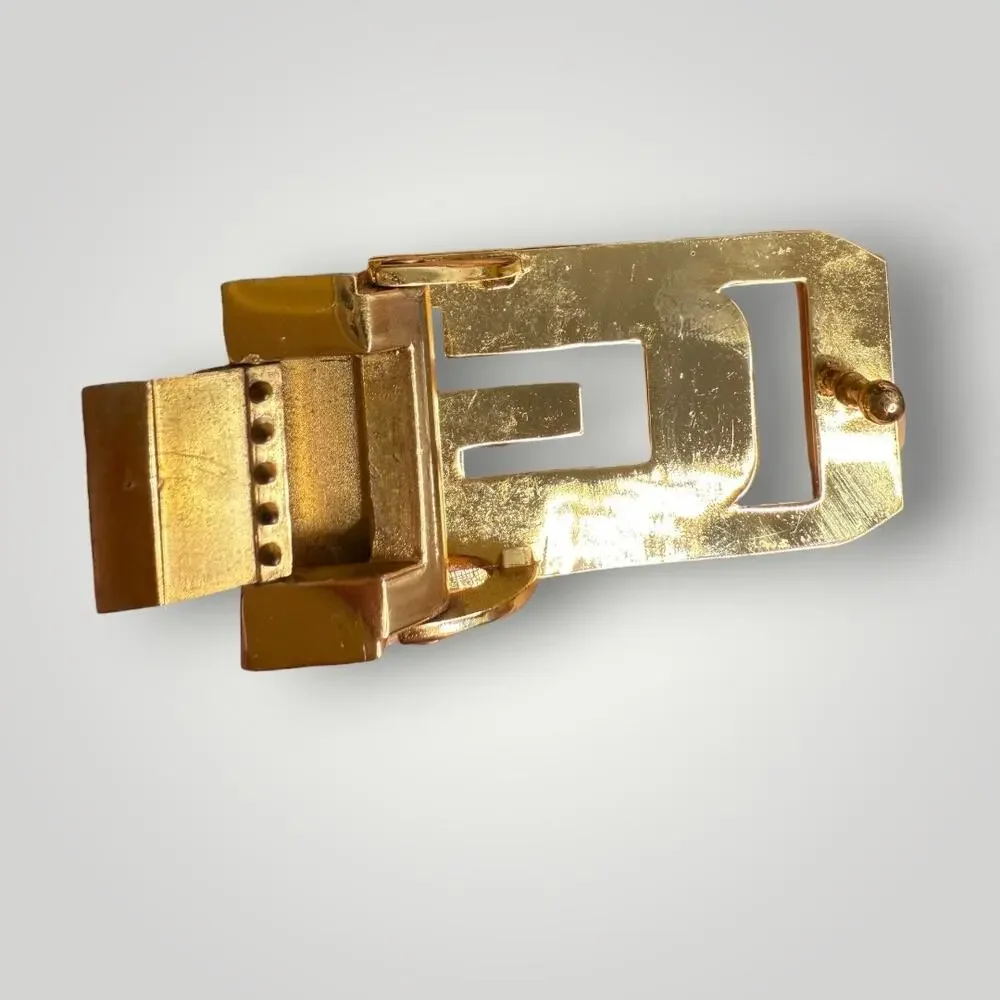 Gucci G Logo Belt Buckle Silver & Gold Tone Metal Vintage Authentic - Picture 2 of 10